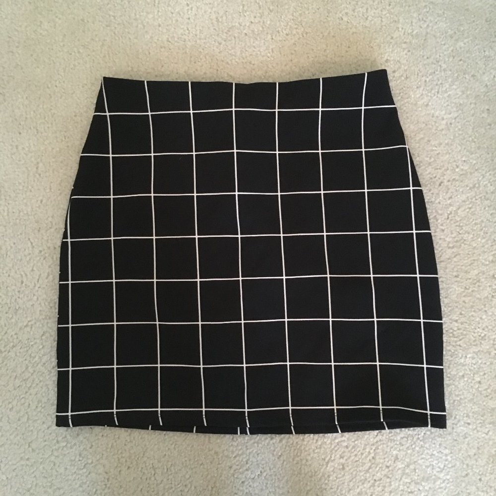 Grid print mini-skirt